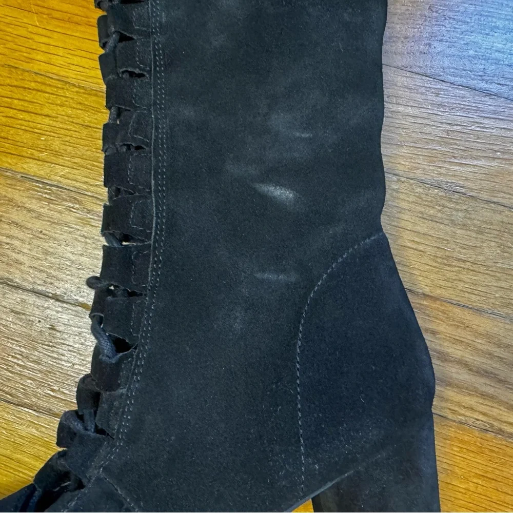 H&M Lace Up Black Over the Knee Thigh High Boots Size 6